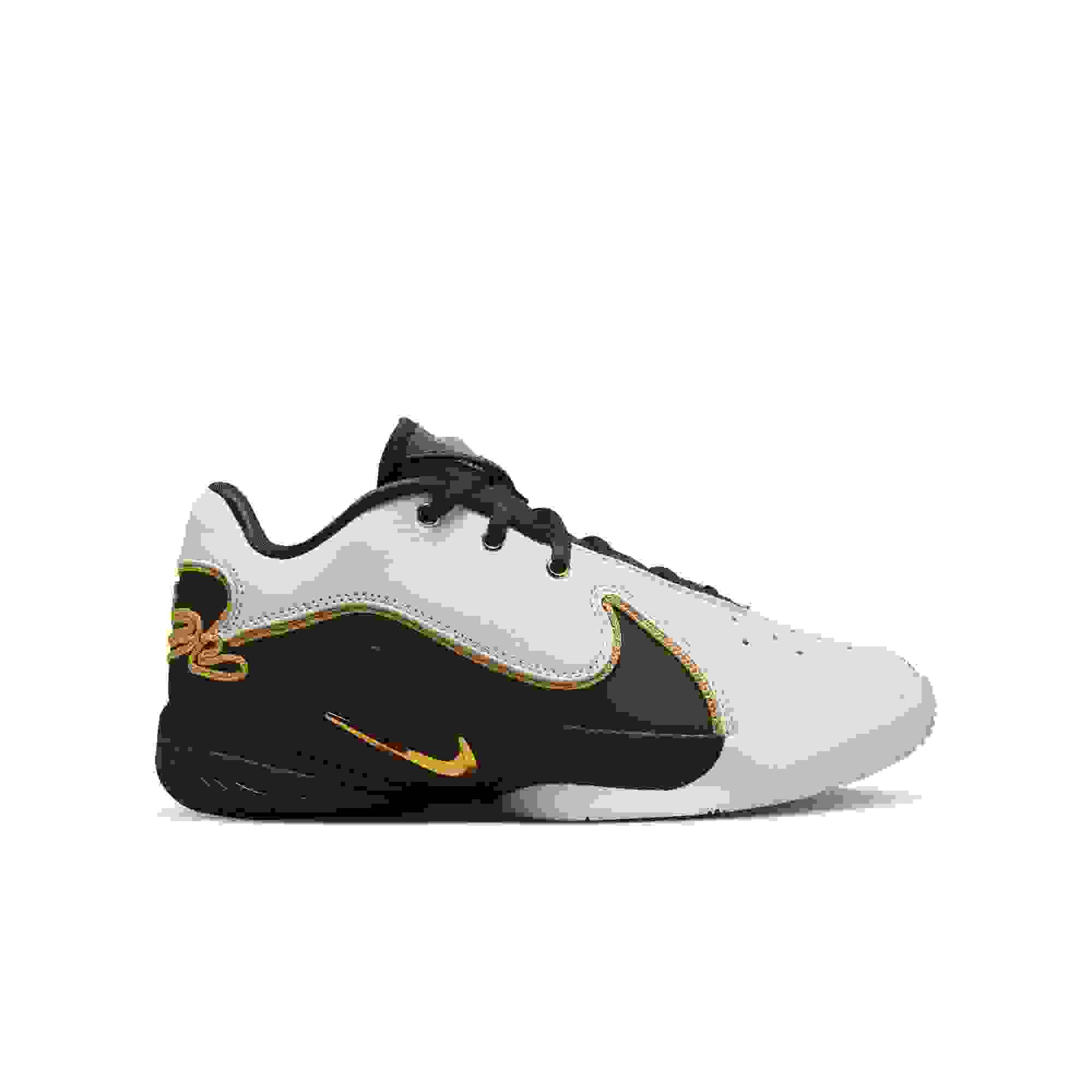 Nike LeBron XXII Split Grade School Boys' "White/Black/Metallic Gold" Basketball Shoe